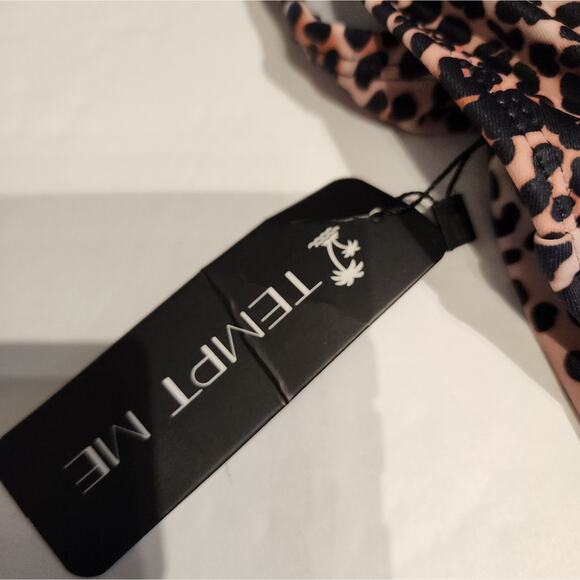 New Cheetah Print One Piece Swimsuit Animal Print Halter Tie 682 Size M - Picture 8 of 9